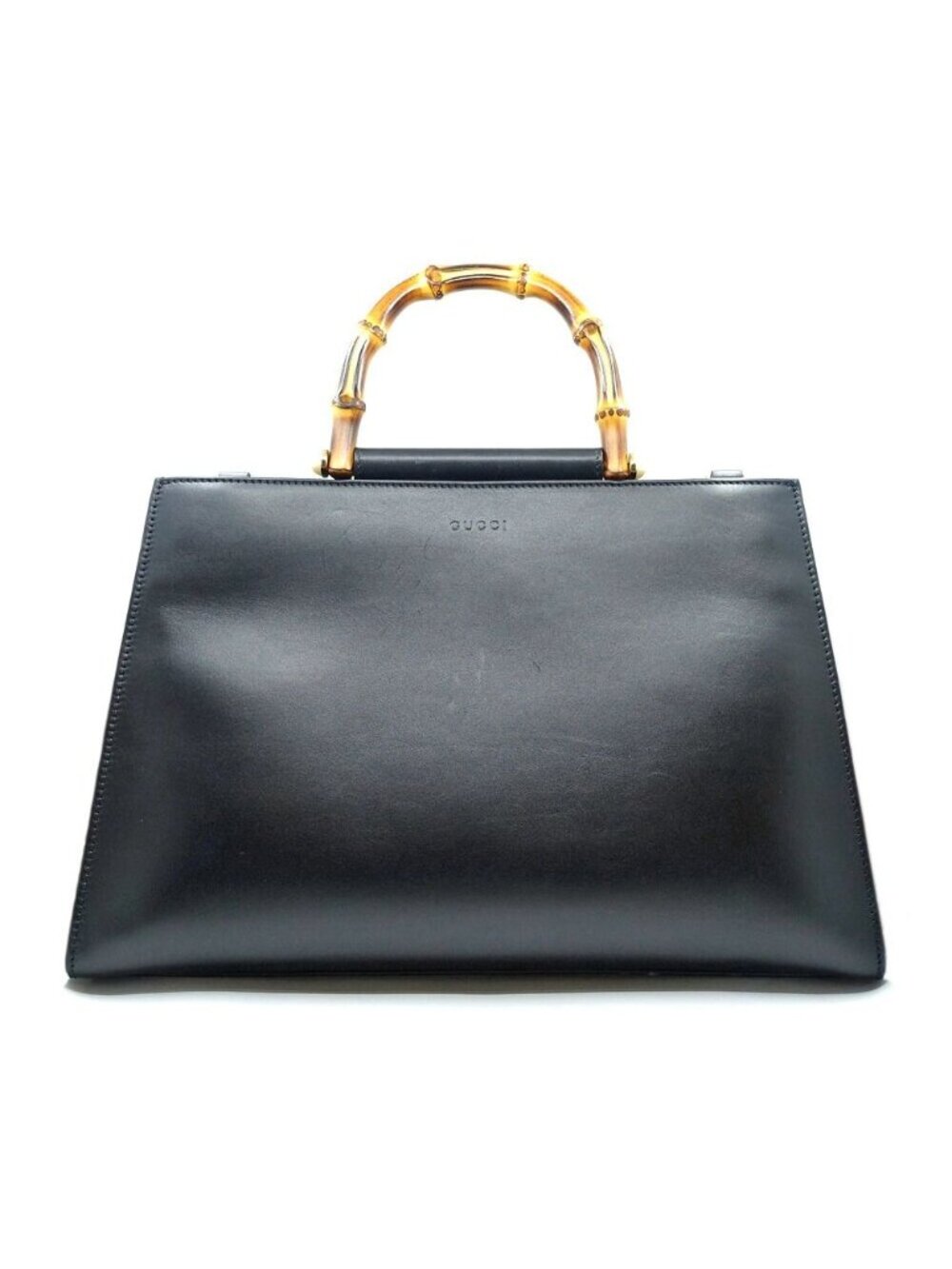 Gucci Nymphaea Bamboo Handbag Black Two-tone Leather Bag